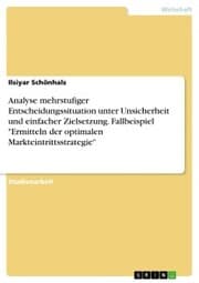Cover von Analyse mehrstufiger Entscheidungssituation unter Unsicherheit und einfacher Zielsetzung. Fallbeispiel 'Ermitteln der optimalen Markteintrittsstrategie'