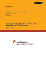 Cover von Geoengineering. Ethische Konflikte und Bedeutung des Moral Hazard