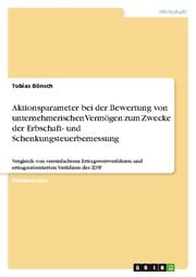 Cover von Aktionsparameter bei der Bewertung von unternehmerischen Vermögen zum Zwecke der Erbschaft- und Schenkungsteuerbemessung