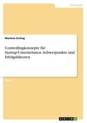 Cover von Controllingkonzepte für Startup-Unternehmen. Schwerpunkte und Erfolgsfaktoren