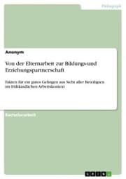 Cover von Von der Elternarbeit zur Bildungs-und Erziehungspartnerschaft