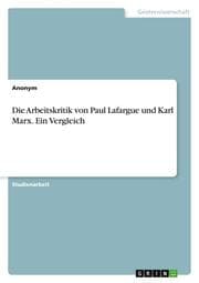 Cover von Die Arbeitskritik von Paul Lafargue und Karl Marx. Ein Vergleich