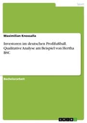 Cover von Investoren im deutschen Profifußball. Qualitative Analyse am Beispiel von Hertha BSC