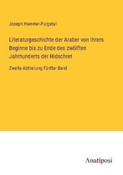 Cover von Literaturgeschichte der Araber von ihrem Beginne bis zu Ende des zwölften Jahrhunderts der Hidschret