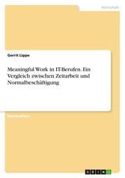 Cover von Meaningful Work in IT-Berufen. Ein Vergleich zwischen Zeitarbeit und Normalbeschäftigung
