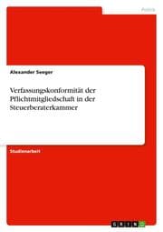 Cover von Verfassungskonformität der Pflichtmitgliedschaft in der Steuerberaterkammer