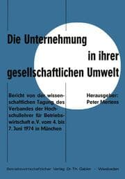 Cover von Die Unternehmung in ihrer gesellschaftlichen Umwelt