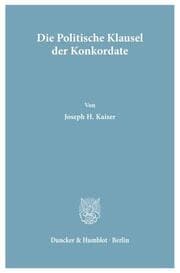 Cover von Die Politische Klausel der Konkordate.