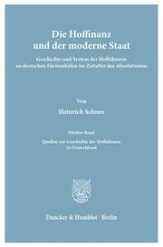 Cover von Die Hoffinanz und der moderne Staat.