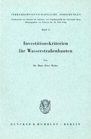 Cover von Investitionskriterien für Wasserstraßenbauten.