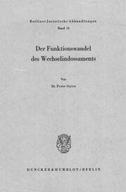 Cover von Der Funktionswandel des Wechselindossaments.