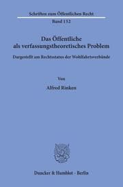 Cover von Das Öffentliche als verfassungstheoretisches Problem, dargestellt am Rechtsstatus der Wohlfahrtsverbände.