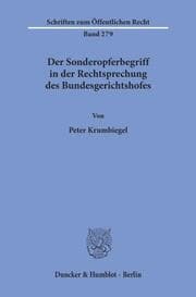 Cover von Der Sonderopferbegriff in der Rechtsprechung des Bundesgerichtshofes.