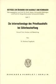 Cover von Die Informationslage des Privathaushalts bei Güterbeschaffung.