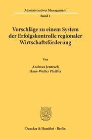 Cover von Vorschläge zu einem System der Erfolgskontrolle regionaler Wirtschaftsförderung.