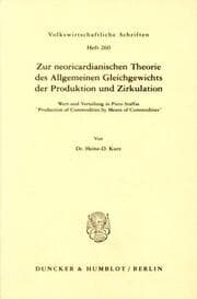 Cover von Zur neoricardianischen Theorie des Allgemeinen Gleichgewichts der Produktion und Zirkulation.