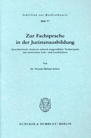 Cover von Zur Fachsprache in der Juristenausbildung.