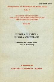 Cover von Europa Slavica - Europa Orientalis.