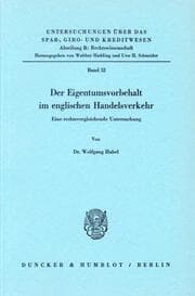Cover von Der Eigentumsvorbehalt im englischen Handelsverkehr.