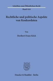 Cover von Rechtliche und politische Aspekte von Konkordaten.