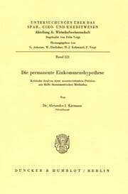 Cover von Die permanente Einkommenshypothese.