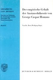 Cover von Der empirische Gehalt der Austauschtheorie von George Caspar Homans.