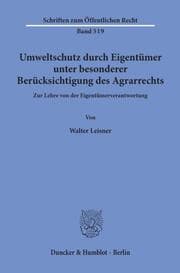 Cover von Umweltschutz durch Eigentümer, unter besonderer Berücksichtigung des Agrarrechts.