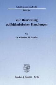 Cover von Zur Beurteilung exhibitionistischer Handlungen.