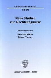 Cover von Neue Studien zur Rechtslinguistik