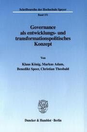 Cover von Governance als entwicklungs- und transformationspolitisches Konzept.