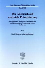Cover von Der Anspruch auf materiale Privatisierung