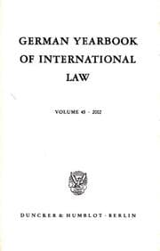 Cover von German Yearbook of International Law - Jahrbuch für Internationales Recht.
