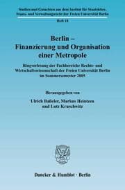 Cover von Berlin - Finanzierung und Organisation einer Metropole
