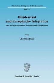 Cover von Bundesstaat und Europäische Integration