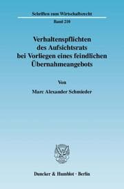 Cover von Verhaltenspflichten des Aufsichtsrats bei Vorliegen eines feindlichen Übernahmeangebots