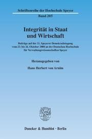 Cover von Integrität in Staat und Wirtschaft