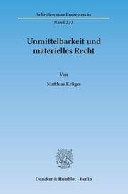 Cover von Unmittelbarkeit und materielles Recht.