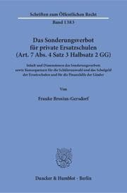 Cover von Das Sonderungsverbot für private Ersatzschulen (Art. 7 Abs. 4 Satz 3 Halbsatz 2 GG).
