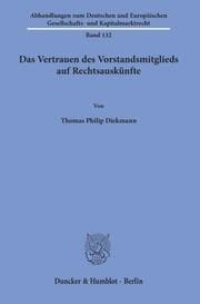 Cover von Das Vertrauen des Vorstandsmitglieds auf Rechtsauskünfte.