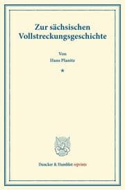 Cover von Zur sächsischen Vollstreckungsgeschichte.