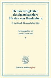 Cover von Denkwürdigkeiten des Staatskanzlers Fürsten von Hardenberg.