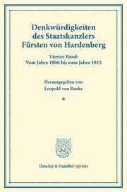 Cover von Denkwürdigkeiten des Staatskanzlers Fürsten von Hardenberg.