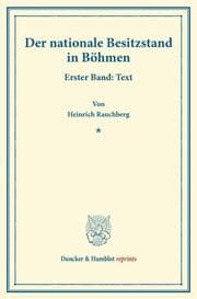 Cover von Der nationale Besitzstand in Böhmen.