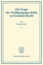 Cover von Die Frage der Verfügungsgeschäfte zu fremdem Recht.