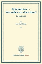 Cover von Bekenntnisse.- Was sollen wir denn thun?