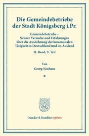 Cover von Die Gemeindebetriebe der Stadt Königsberg i.Pr.