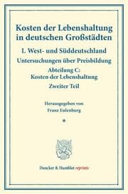 Cover von Kosten der Lebenshaltung in deutschen Großstädten.