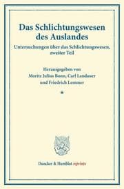 Cover von Das Schlichtungswesen des Auslandes.