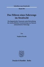 Cover von Das Führen eines Fahrzeugs im Strafrecht.