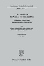 Cover von Zur Geschichte des Vereins für Socialpolitik